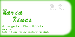 maria kincs business card